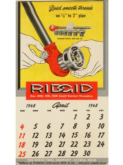 Ridgid Tools Calendar 2021